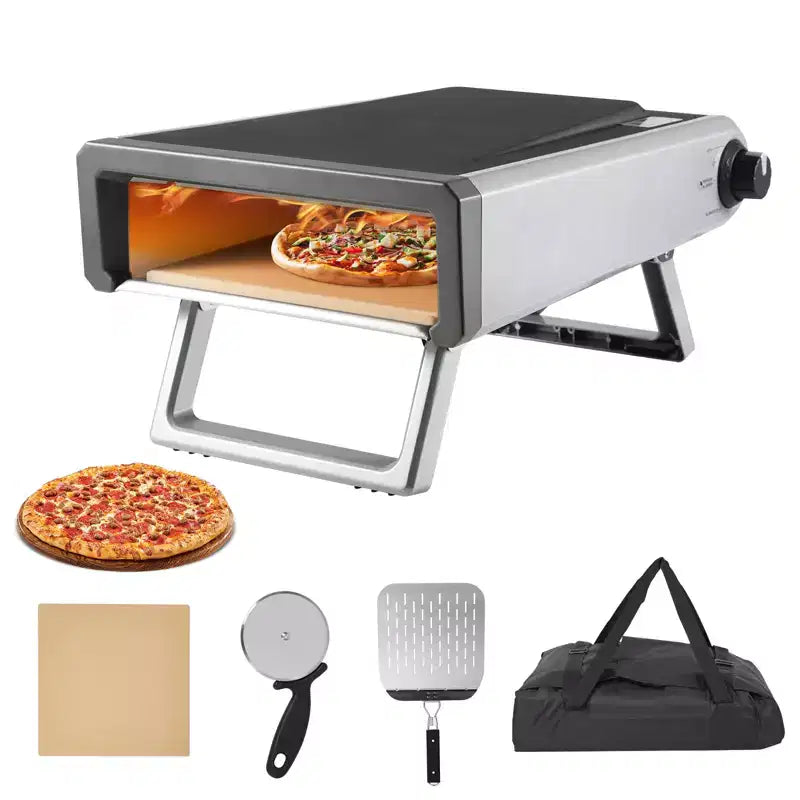 Garvee Four à pizza d'extérieur portable 12, plateforme de cuisson de pizza pour camping, arrière-cour et tailgate, gris
