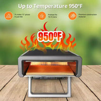 Garvee Four à pizza d'extérieur portable 12, plateforme de cuisson de pizza pour camping, arrière-cour et tailgate, gris