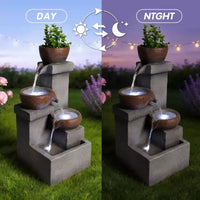 Fontaine d'eau extérieure à étages cascade jarre cascade résine jardin patio décor avec lumières LED