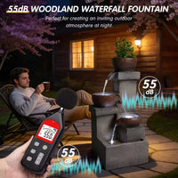 Fontaine d'eau extérieure à étages cascade jarre cascade résine jardin patio décor avec lumières LED