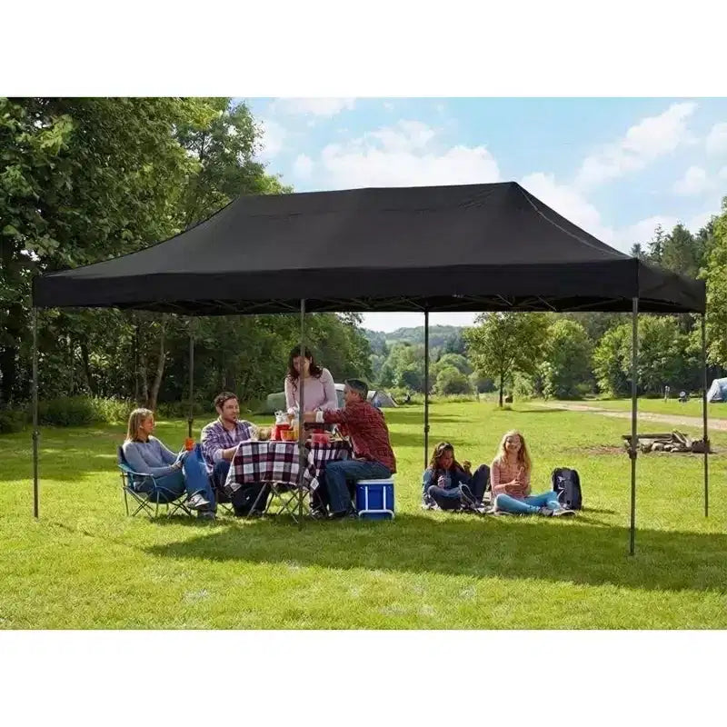 Tonnelle escamotable robuste - Abri extérieur imperméable et anti-UV - Montage facile par une seule personne - Hauteur réglable, 1 paroi latérale