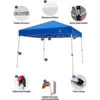 Tonnelle escamotable robuste - Abri extérieur imperméable et anti-UV - Montage facile par une seule personne - Hauteur réglable, 1 paroi latérale