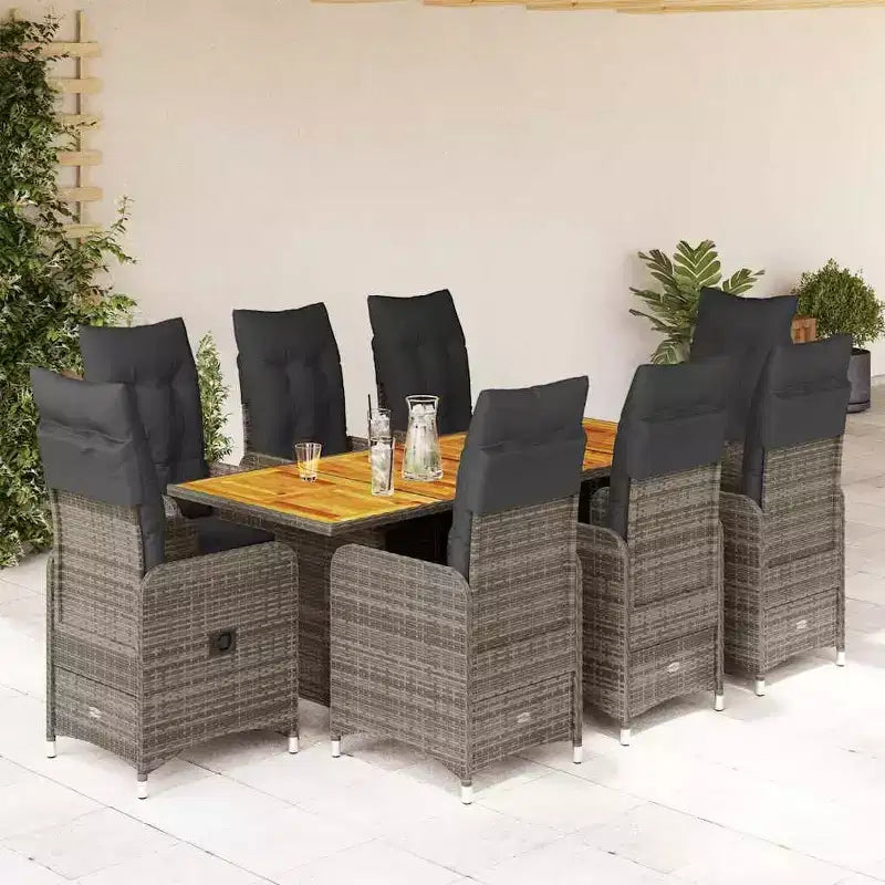 vidaXL Ensemble de bistro 6 places en résine tressée avec cadre en acier et bois d'acacia