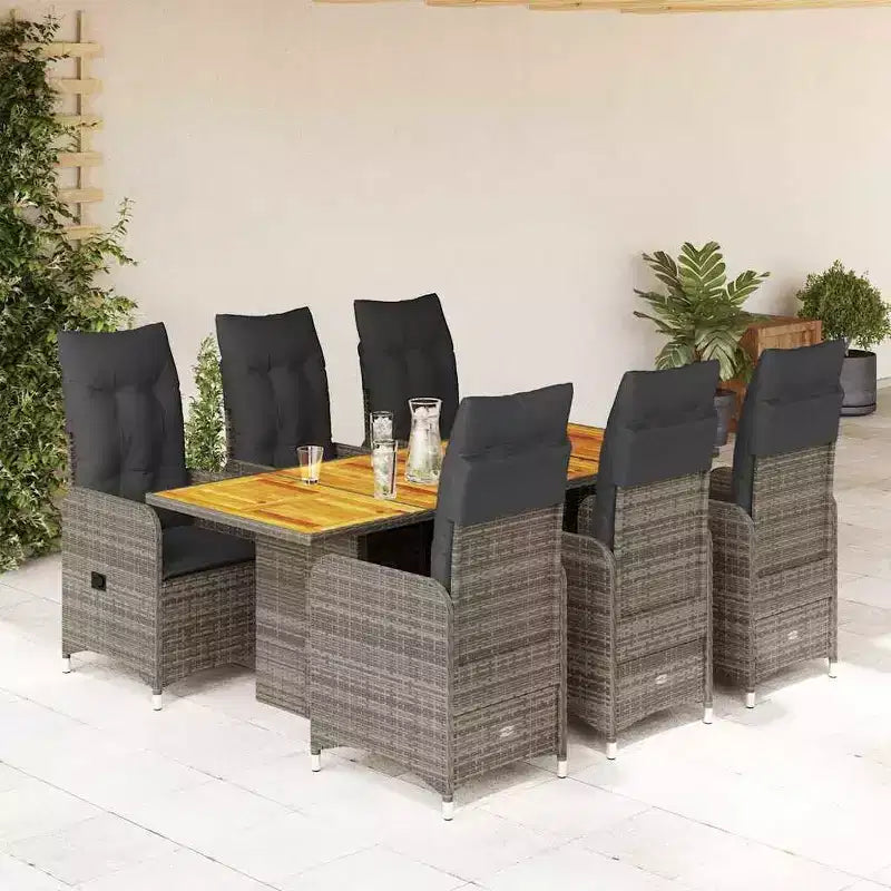 vidaXL Ensemble de bistro 6 places en résine tressée avec cadre en acier et bois d'acacia