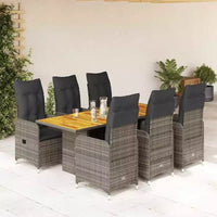 vidaXL Ensemble de bistro 6 places en résine tressée avec cadre en acier et bois d'acacia