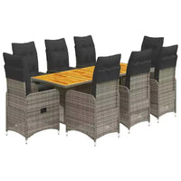 vidaXL Bistro Set PE Rattan, Steel Frame, Acacia Wood 6-Seater
