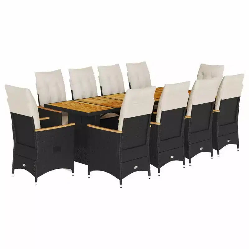 vidaXL Ensemble bistrot en rotin synthétique noir, acier enduit de poudre, bois d'acacia massif