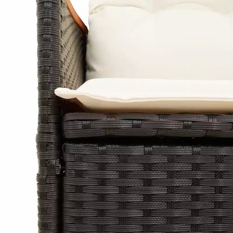vidaXL Ensemble bistrot en rotin synthétique noir, acier enduit de poudre, bois d'acacia massif