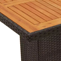 vidaXL Ensemble bistrot en rotin synthétique noir, acier enduit de poudre, bois d'acacia massif