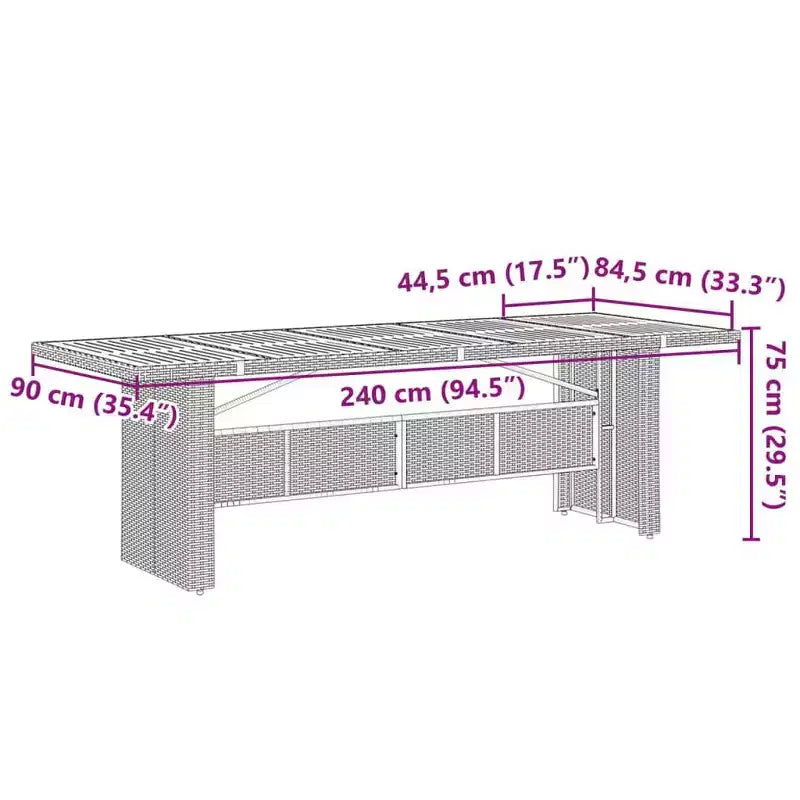 vidaXL Ensemble bistrot en rotin synthétique noir, acier enduit de poudre, bois d'acacia massif