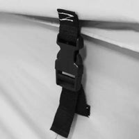 Domain Shelters Coffre de rangement de jardin d'extérieur 117 gallons 4 x 2 x 2 pieds pour terrasse et arrière-cour, coffre de terrasse avec barres anti-intempéries amovibles et boucles à clip, Gris/Noir