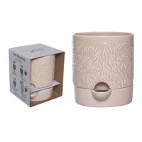 Transpac Grande jardinière botanique à arrosage automatique en dolomite, crème, grise, pour decor de jardin de printemps