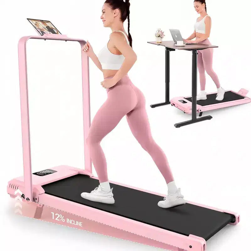 Tapis de Course Pliable HOMDOX Amélioré avec 12% d'Inclinaison|Barre de Maintien|3,5 CV|Absorption des Chocs, Compact pour la Maison/le Bureau/la Salle de Sport et Capacité de 180 kg