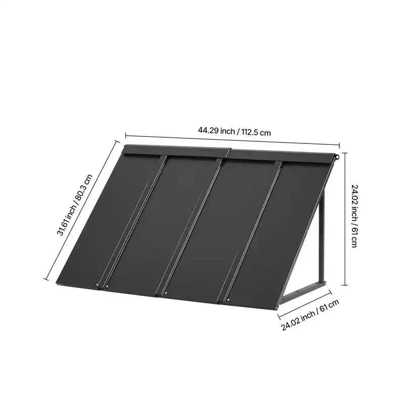 Auvent de fenêtre et marquise de porte 44 x 24 pouces, auvent de porte d'entrée d'extérieur en acier anti-rouille