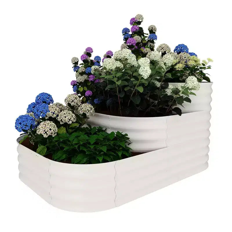 Kit de jardin surélevé - Jardinière d'extérieur 155x107x79 cm pour légumes, herbes, fleurs. Jardins surélevés modulaires 3-en-1 d'extérieur avec base ouverte