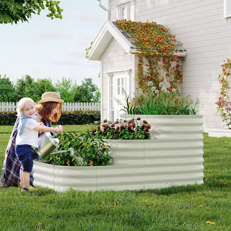 Kit de jardin surélevé - Jardinière d'extérieur 155x107x79 cm pour légumes, herbes, fleurs. Jardins surélevés modulaires 3-en-1 d'extérieur avec base ouverte