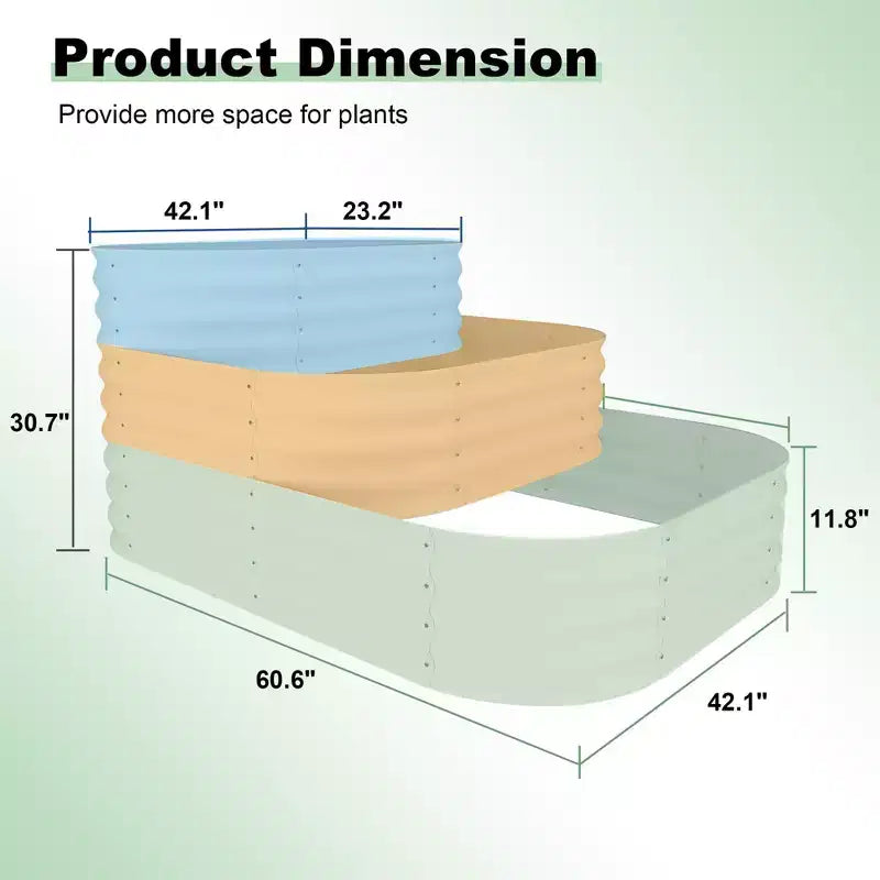 Kit de jardin surélevé - Jardinière d'extérieur 155x107x79 cm pour légumes, herbes, fleurs. Jardins surélevés modulaires 3-en-1 d'extérieur avec base ouverte