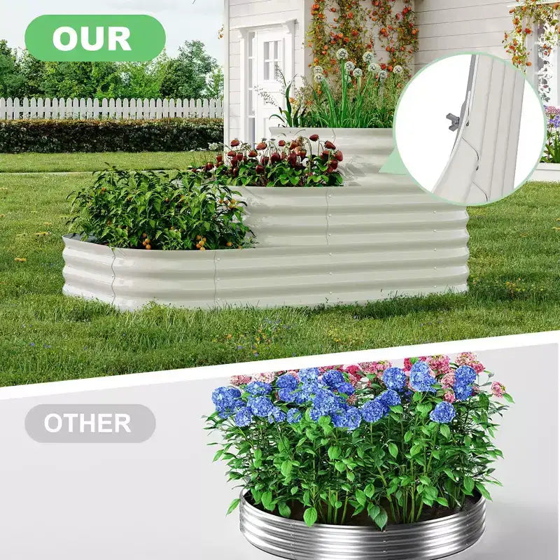 Kit de jardin surélevé - Jardinière d'extérieur 155x107x79 cm pour légumes, herbes, fleurs. Jardins surélevés modulaires 3-en-1 d'extérieur avec base ouverte
