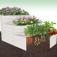 Kit de jardin surélevé - Jardinière d'extérieur 155x107x79 cm pour légumes, herbes, fleurs. Jardins surélevés modulaires 3-en-1 d'extérieur avec base ouverte
