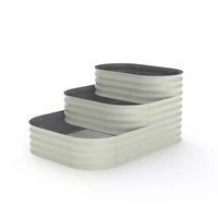 Kit de jardin surélevé - Jardinière d'extérieur 155x107x79 cm pour légumes, herbes, fleurs. Jardins surélevés modulaires 3-en-1 d'extérieur avec base ouverte