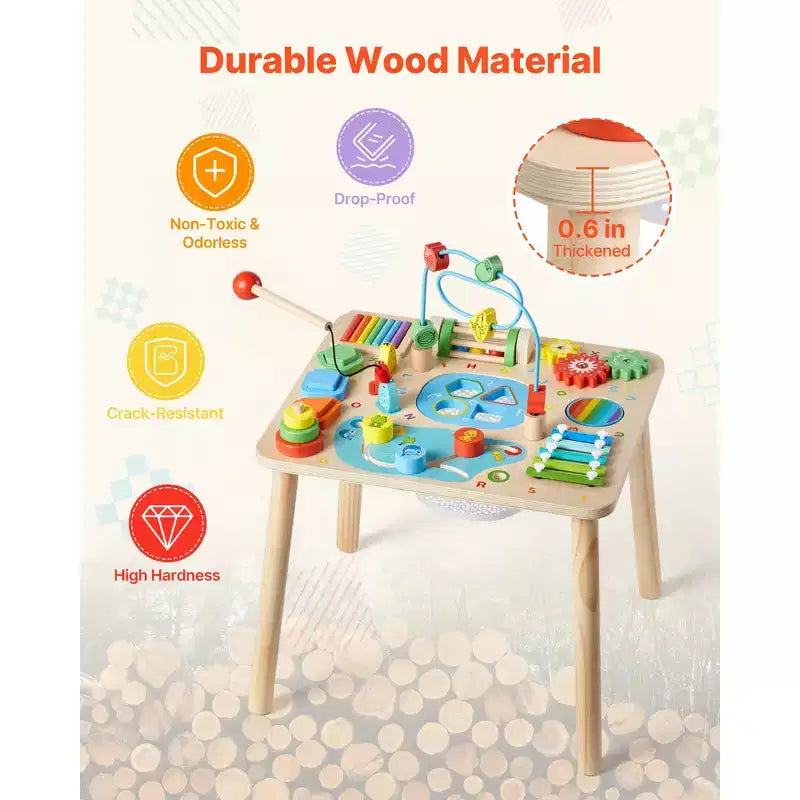 VEVOR table d'activité Montessori pour tout-petit 1-3 ans, bureau d'activité d'apprentissage en bois 13 en 1, table pour garçons et filles à partir de 6 mois, multicolore