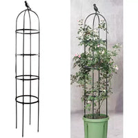 ACOINEL Obélisque de Jardin Noir 1,8 m, Treillis Métallique Antirouille pour Plantes grimpantes Intérieures et Extérieures