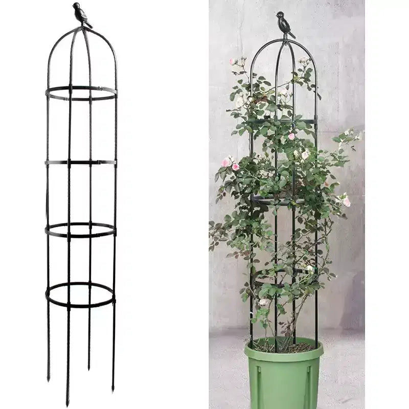 ACOINEL Obélisque de Jardin Noir 1,8 m, Treillis Métallique Antirouille pour Plantes grimpantes Intérieures et Extérieures