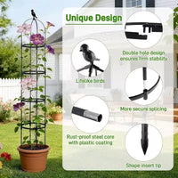 ACOINEL Obélisque de Jardin Noir 1,8 m, Treillis Métallique Antirouille pour Plantes grimpantes Intérieures et Extérieures