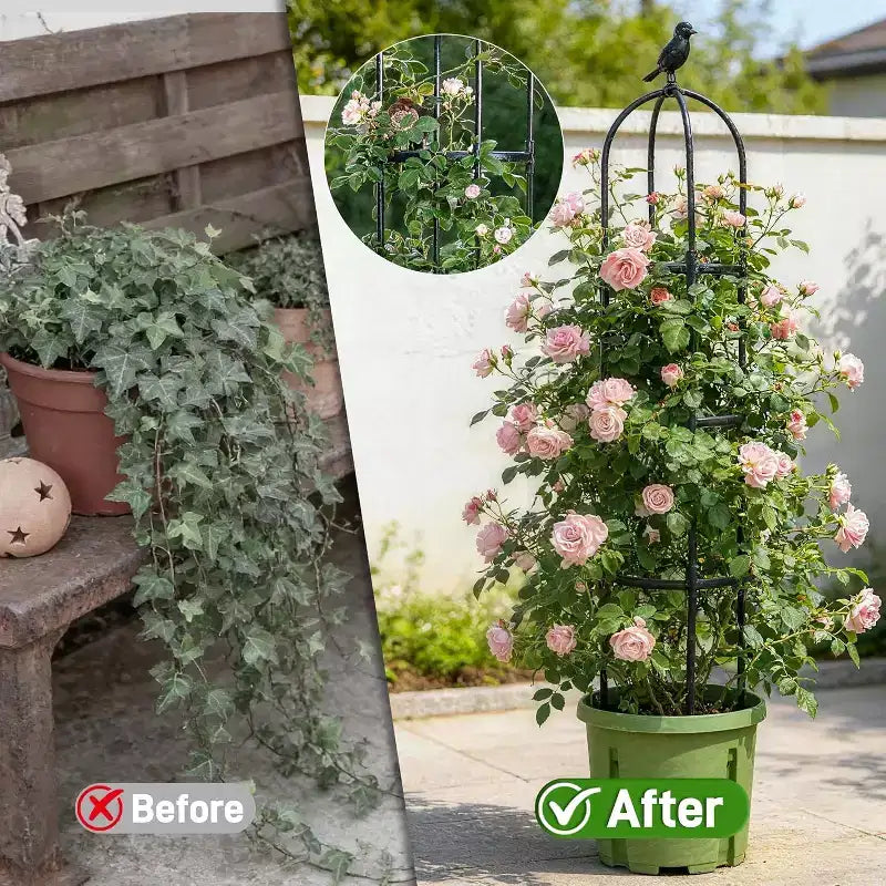 ACOINEL Obélisque de Jardin Noir 1,8 m, Treillis Métallique Antirouille pour Plantes grimpantes Intérieures et Extérieures