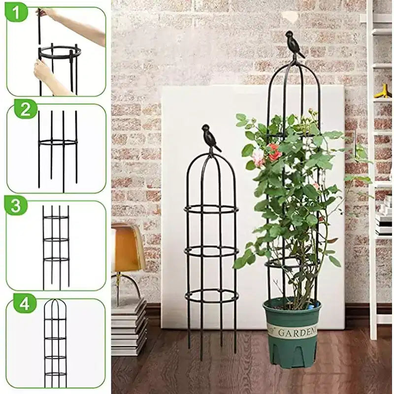 ACOINEL Obélisque de Jardin Noir 1,8 m, Treillis Métallique Antirouille pour Plantes grimpantes Intérieures et Extérieures