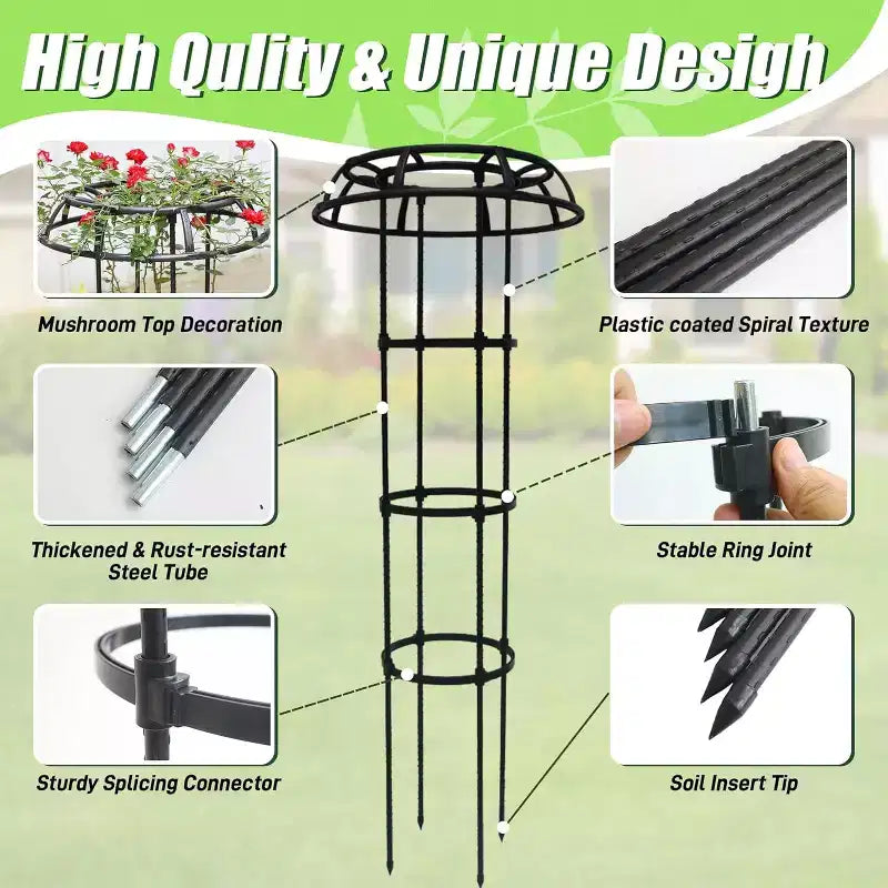 ACOINEL Tuteur de Jardin 134 cm en Forme de Champignon, Support de Plantes Métallique Antirouille pour Plantes grimpantes Intérieur Extérieur 1 Pièce
