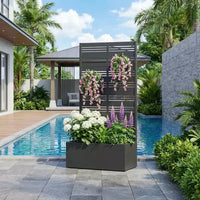 Jardinière surélevée Dovelina avec treillis et bac à plantes en métal avec écran d'intimité pour plantes grimpantes - 59 x 30/60, 47 x 47/94, 72 x 35/47/70/94