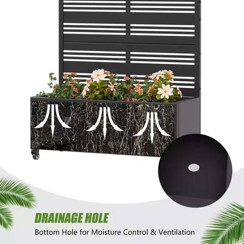 Jardinière surélevée Dovelina avec treillis et bac à plantes en métal avec écran d'intimité pour plantes grimpantes - 59 x 30/60, 47 x 47/94, 72 x 35/47/70/94