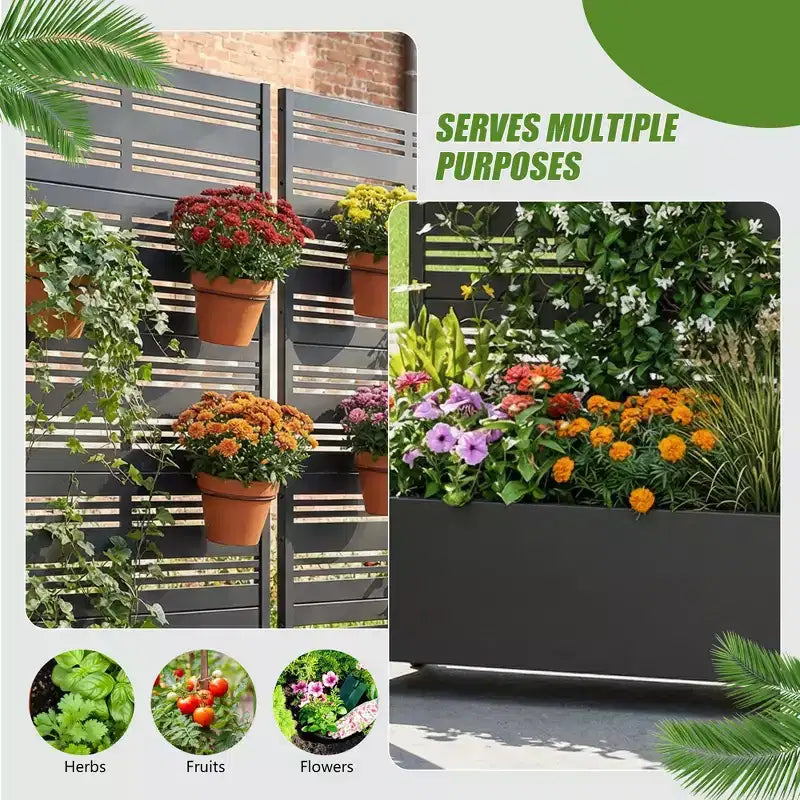 Jardinière surélevée Dovelina avec treillis et bac à plantes en métal avec écran d'intimité pour plantes grimpantes - 59 x 30/60, 47 x 47/94, 72 x 35/47/70/94