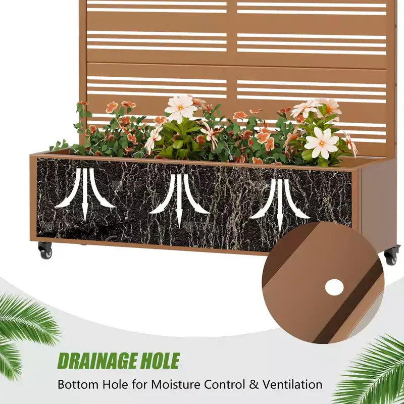 Jardinière surélevée Dovelina avec treillis et bac à plantes en métal avec écran d'intimité pour plantes grimpantes - 59 x 30/60, 47 x 47/94, 72 x 35/47/70/94
