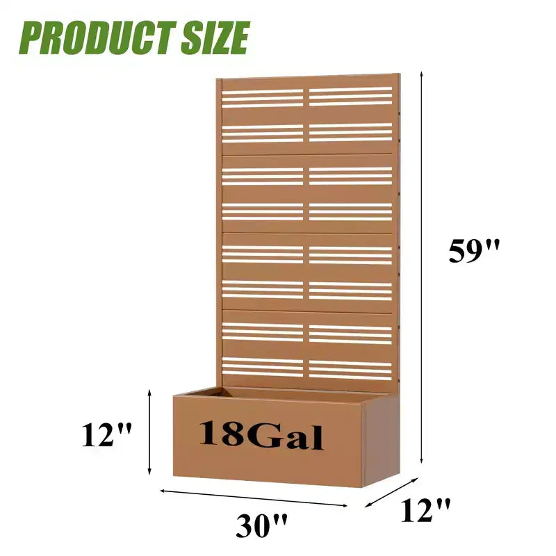 Jardinière surélevée Dovelina avec treillis et bac à plantes en métal avec écran d'intimité pour plantes grimpantes - 59 x 30/60, 47 x 47/94, 72 x 35/47/70/94
