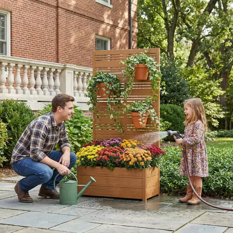 Jardinière surélevée Dovelina avec treillis et bac à plantes en métal avec écran d'intimité pour plantes grimpantes - 59 x 30/60, 47 x 47/94, 72 x 35/47/70/94