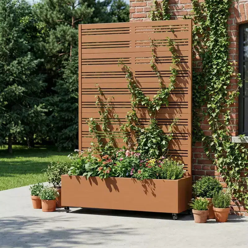 Jardinière surélevée Dovelina avec treillis et bac à plantes en métal avec écran d'intimité pour plantes grimpantes - 59 x 30/60, 47 x 47/94, 72 x 35/47/70/94