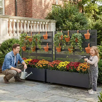 Jardinière surélevée Dovelina avec treillis et bac à plantes en métal avec écran d'intimité pour plantes grimpantes - 59 x 30/60, 47 x 47/94, 72 x 35/47/70/94