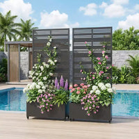 Jardinière surélevée Dovelina avec treillis et bac à plantes en métal avec écran d'intimité pour plantes grimpantes - 59 x 30/60, 47 x 47/94, 72 x 35/47/70/94