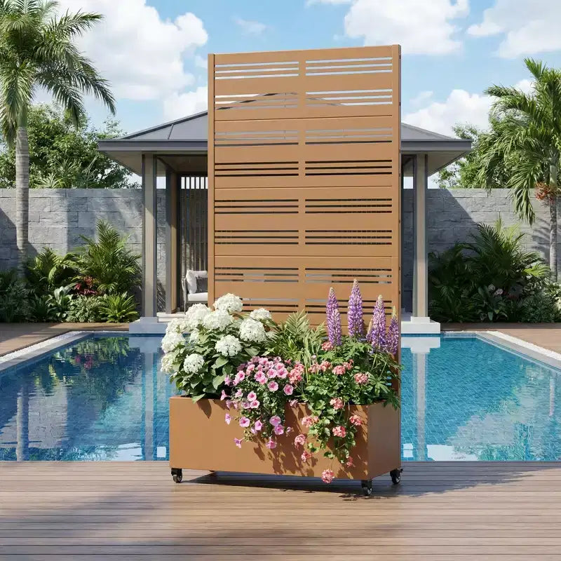 Jardinière surélevée Dovelina avec treillis et bac à plantes en métal avec écran d'intimité pour plantes grimpantes - 59 x 30/60, 47 x 47/94, 72 x 35/47/70/94