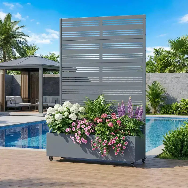 Jardinière surélevée Dovelina avec treillis et bac à plantes en métal avec écran d'intimité pour plantes grimpantes - 59 x 30/60, 47 x 47/94, 72 x 35/47/70/94