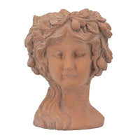 Jardinière buste style grec marron 8x9x11,5, pot de fleurs décoratif intérieur extérieur pour terrasse, balcon, porche, entrée, étagère