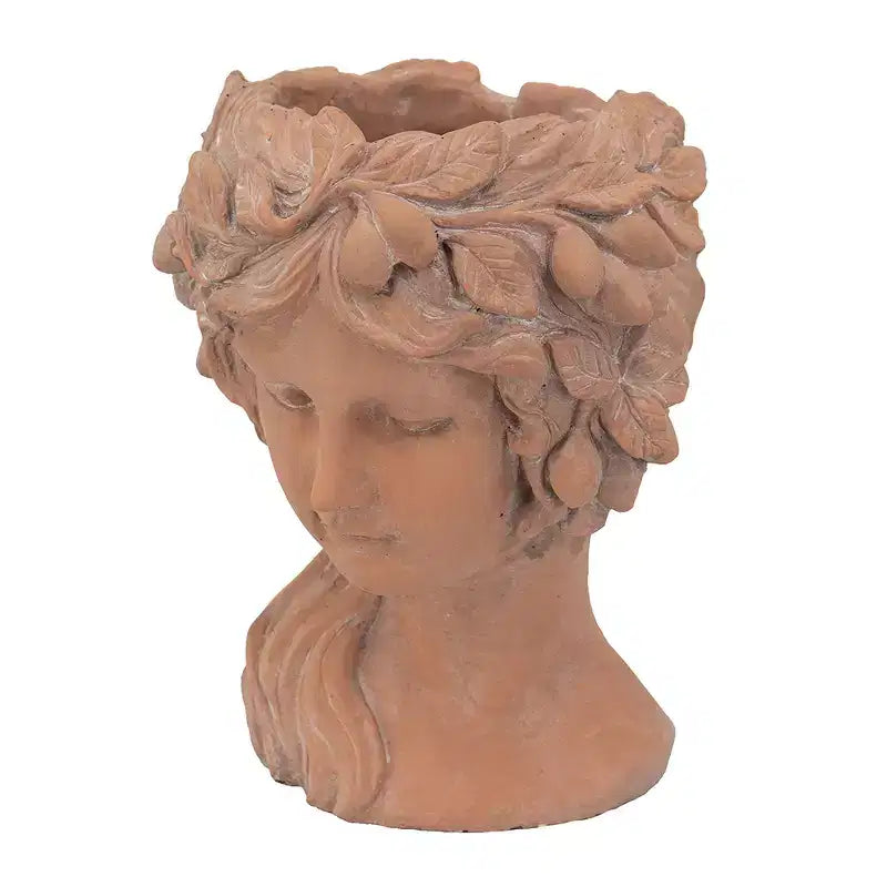 Jardinière Pot de Fleur Décoratif Buste Grec Marron 8x9x11,5 pour Intérieur Extérieur, Patio, Balcon, Véranda, Entrée, Étagère d'Exposition
