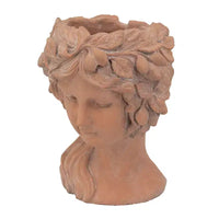 Jardinière buste style grec marron 8x9x11,5, pot de fleurs décoratif intérieur extérieur pour terrasse, balcon, porche, entrée, étagère