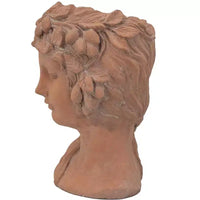 Jardinière buste style grec marron 8x9x11,5, pot de fleurs décoratif intérieur extérieur pour terrasse, balcon, porche, entrée, étagère