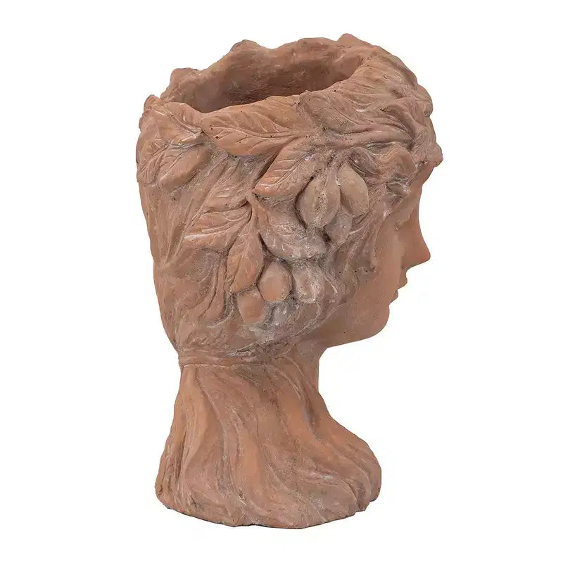 Jardinière Pot de Fleur Décoratif Buste Grec Marron 8x9x11,5 pour Intérieur Extérieur, Patio, Balcon, Véranda, Entrée, Étagère d'Exposition