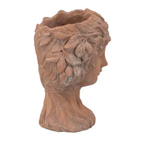 Jardinière buste style grec marron 8x9x11,5, pot de fleurs décoratif intérieur extérieur pour terrasse, balcon, porche, entrée, étagère