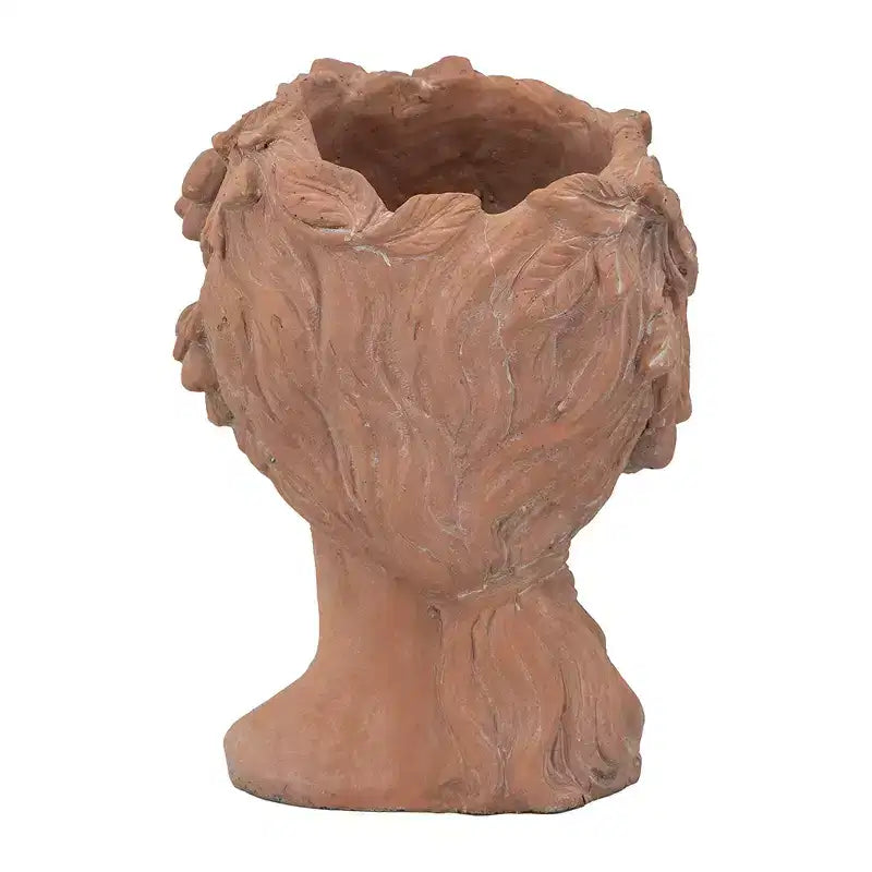Jardinière buste style grec marron 8x9x11,5, pot de fleurs décoratif intérieur extérieur pour terrasse, balcon, porche, entrée, étagère