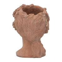 Jardinière buste style grec marron 8x9x11,5, pot de fleurs décoratif intérieur extérieur pour terrasse, balcon, porche, entrée, étagère